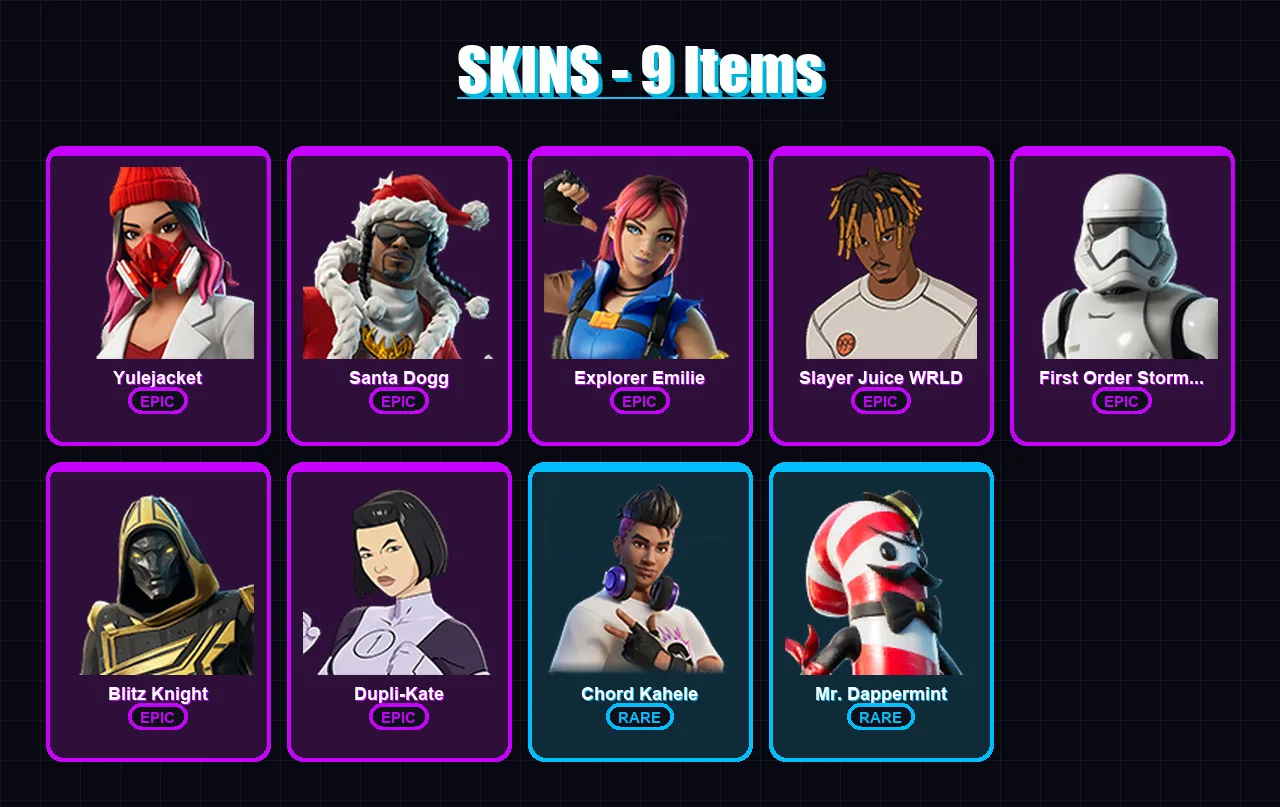 [PC/PSN] | Yulejacket | Santa Dogg | Explorer Emilie | 9 skin | Lv221