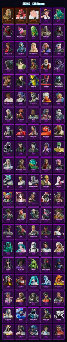 [PC/PSN] | Zeus | Valeria | Peter Griffin | Joss | Poseidon | 136 skin | 190 pickaxe | 127 emote | 114 glider | Lv1256