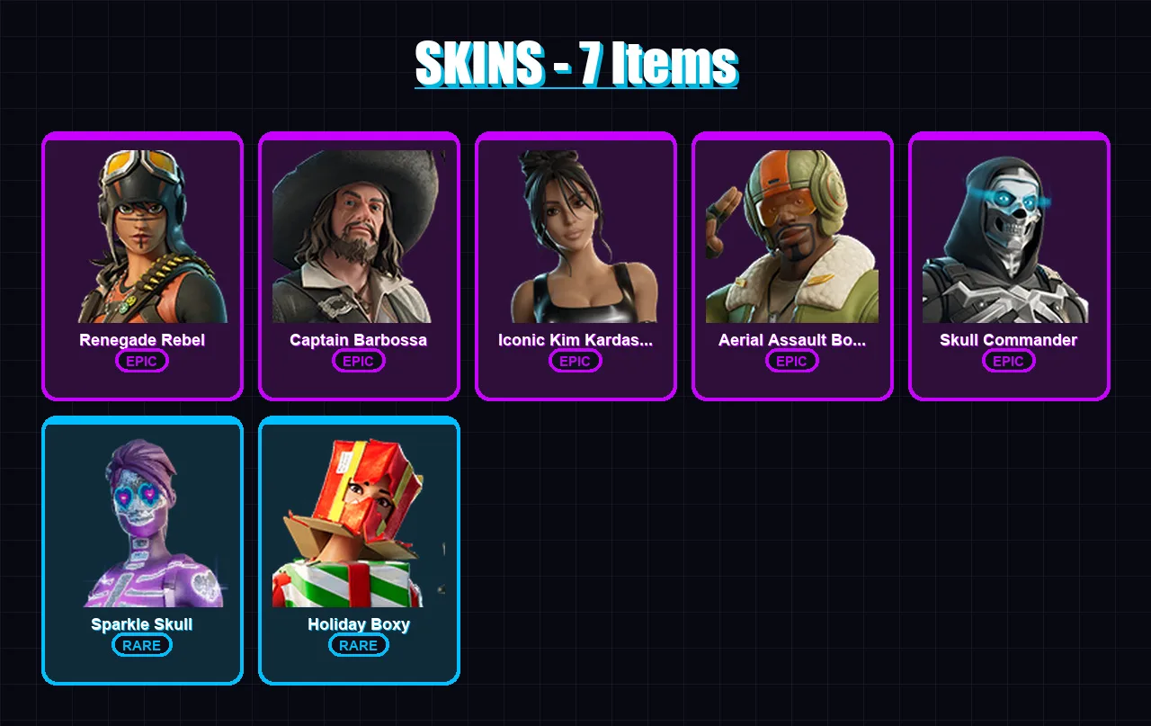 [PS4/PS5/XBOX/PC] | Renegade Rebel | Captain Barbossa | Iconic Kim Kardashian | 7 skin | Lv165