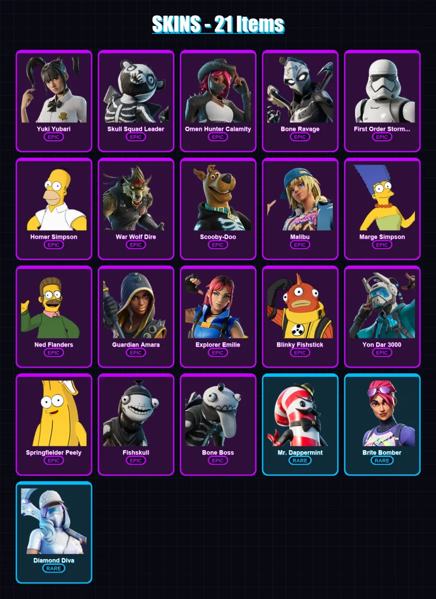 [PC/XBOX/PSN] | Yuki Yubari | Skull Squad Leader | Omen Hunter Calamity | 21 skin | Lv196