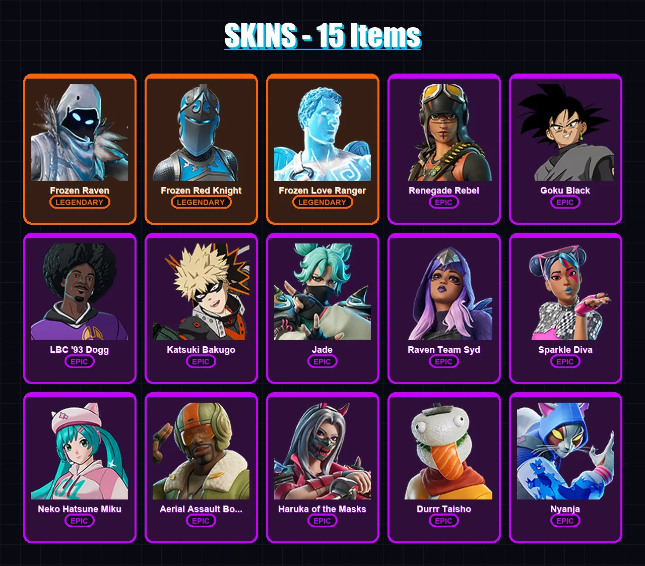 [PS4/PS5/XBOX/PC] | Frozen Raven | Frozen Red Knight | Frozen Love Ranger | 15 skin | Lv45