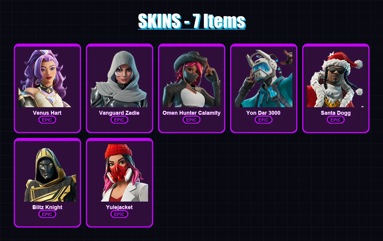 [PS4/PS5/XBOX/PC] | Venus Hart | Vanguard Zadie | Omen Hunter Calamity | 7 skin | Lv572