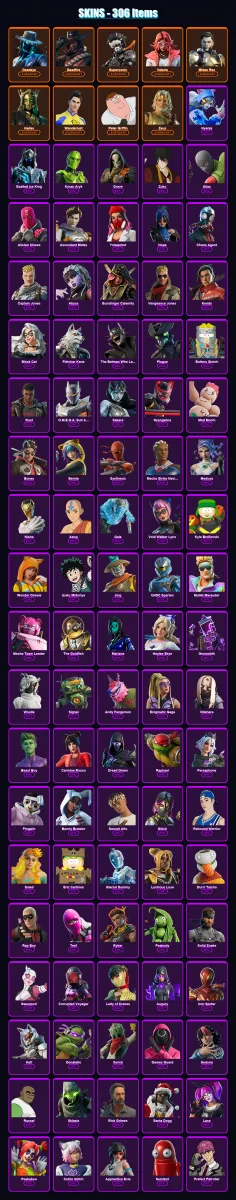 [PS4/PS5/XBOX/PC] | Deadeye | Deadfire | Supersonic | Valeria | Midas Rex | 306 skin | 257 pickaxe | 314 emote | 113 glider | Lv1006 — Fortnite account