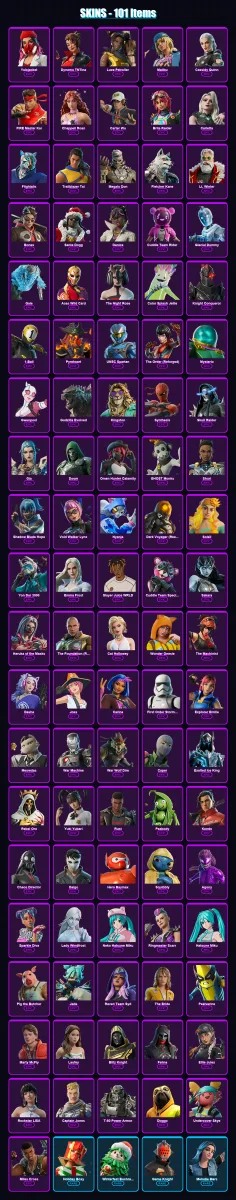 [PS4/PS5/PC] | Yulejacket | Dynamo TNTina | Luxe Patroller | Malibu | Cassidy Quinn | 101 skin | 162 pickaxe | 119 emote | 100 glider | Lv1702