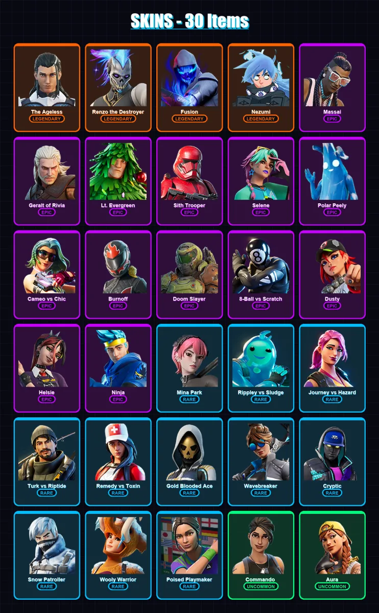 [PC/PSN] | The Ageless | Renzo the Destroyer | Fusion | Nezumi | Massai | 30 skin | 31 pickaxe | 26 emote | 30 glider | Lv364 — Fortnite account
