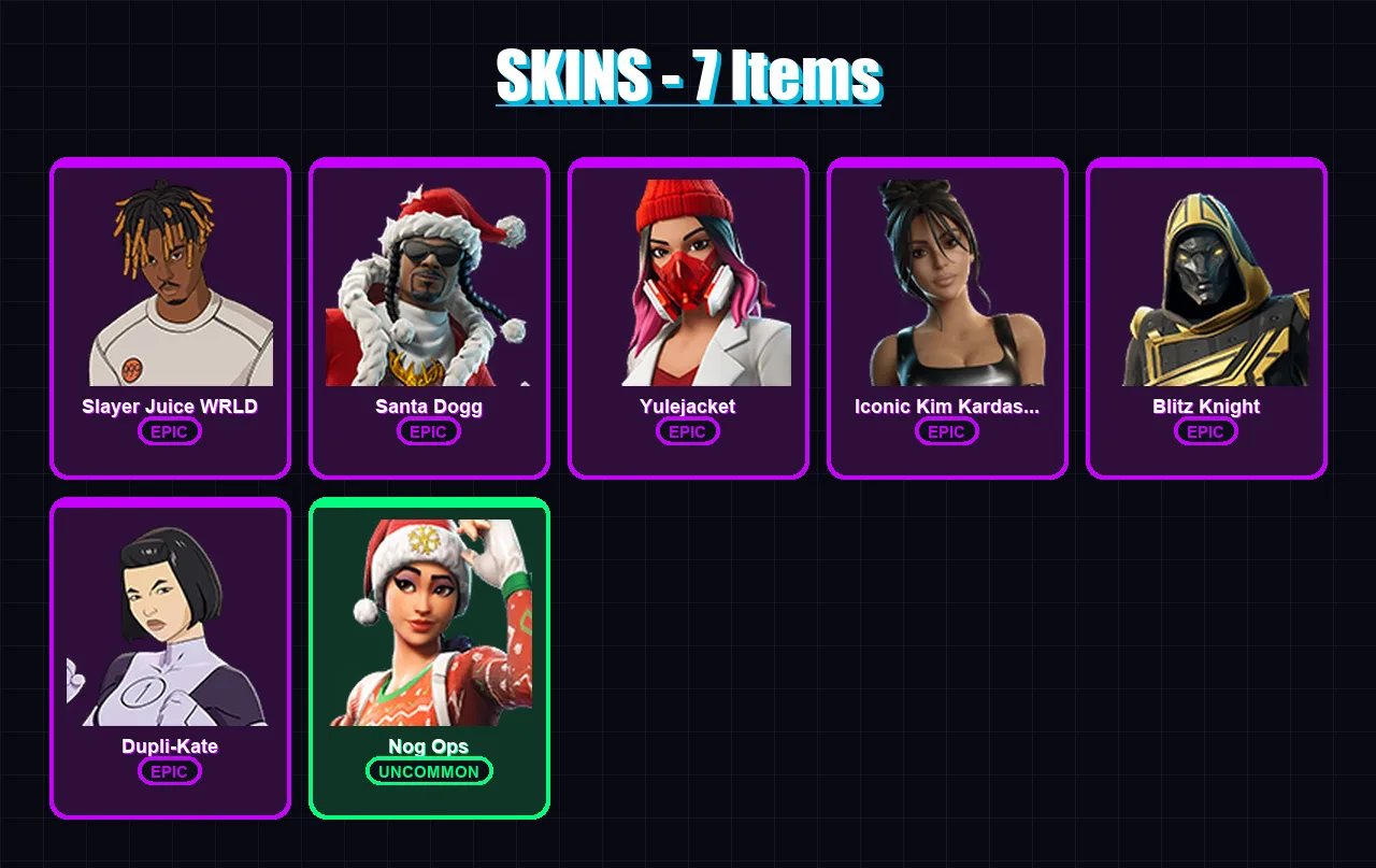 [PS4/PS5/XBOX/PC] | Slayer Juice WRLD | Santa Dogg | Yulejacket | 7 skin | Lv349 — Game account