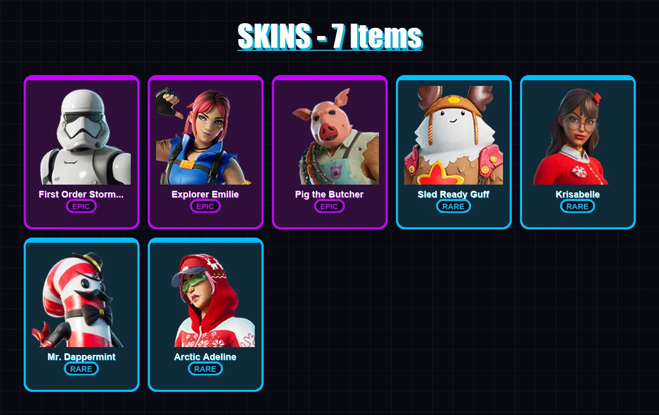 [PC/XBOX/PSN] | First Order Stormtrooper | Explorer Emilie | Pig the Butcher | 7 skin | Lv163