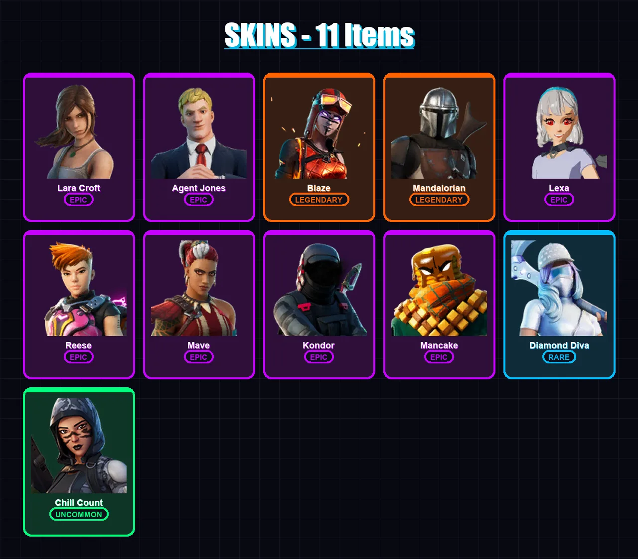 [PC/XBOX/PSN] | Lara Croft | Agent Jones | Blaze | Mandalorian | Lexa | 11 skin | 12 pickaxe | 5 emote | 12 glider | Lv142