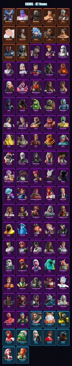 [SWITCH/XBOX/PSN/PC] | Spire Assassin | Kymera | Mandalorian | Menace | Ronin | 97 skin | 134 pickaxe | 87 emote | 116 glider | Lv1819