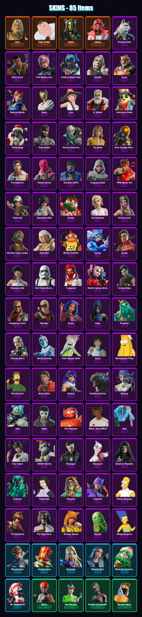 [PC/XBOX/PSN] | Zeus | Peter Griffin | Hades | Valeria | Fletcher Kane | 85 skin | 119 pickaxe | 97 emote | 82 glider | Lv1445