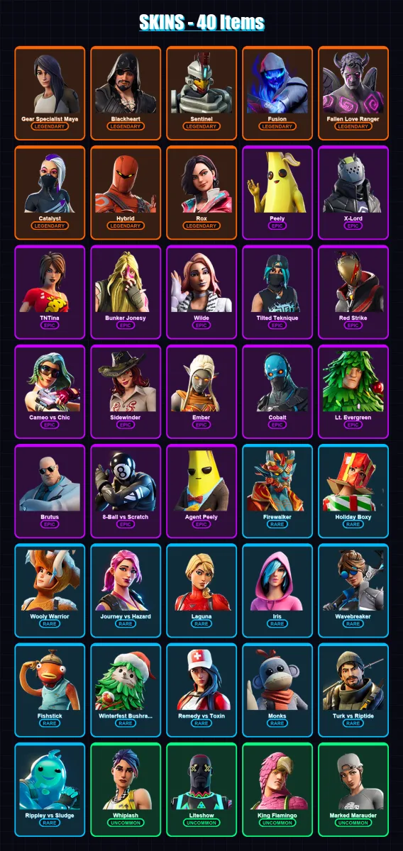 [PC/PSN] | Gear Specialist Maya | Blackheart | Sentinel | Fusion | Fallen Love Ranger | 40 skin | 27 pickaxe | 48 emote | 35 glider | Lv557