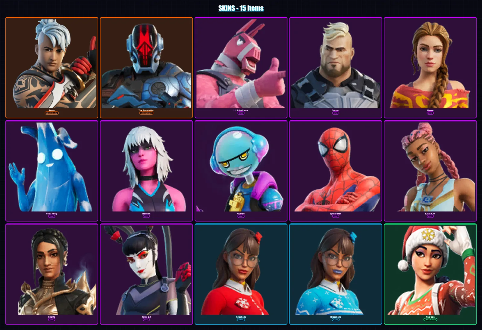[SWITCH/XBOX/PSN/PC] | Ronin | The Foundation | Lt. John Llama | Gunnar | Haven | 15 skin | 17 pickaxe | 14 emote | 17 glider | Lv192 — Fortnite account