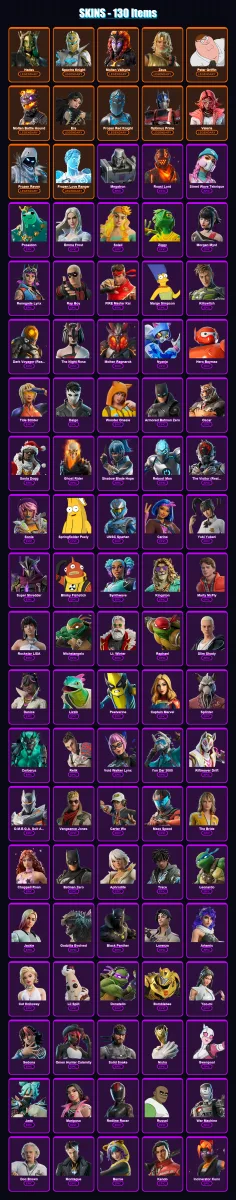 [PC/XBOX/PSN] | Hades | Spectra Knight | Molten Valkyrie | Zeus | Peter Griffin | 130 skin | 159 pickaxe | 100 emote | 97 glider | Lv1028