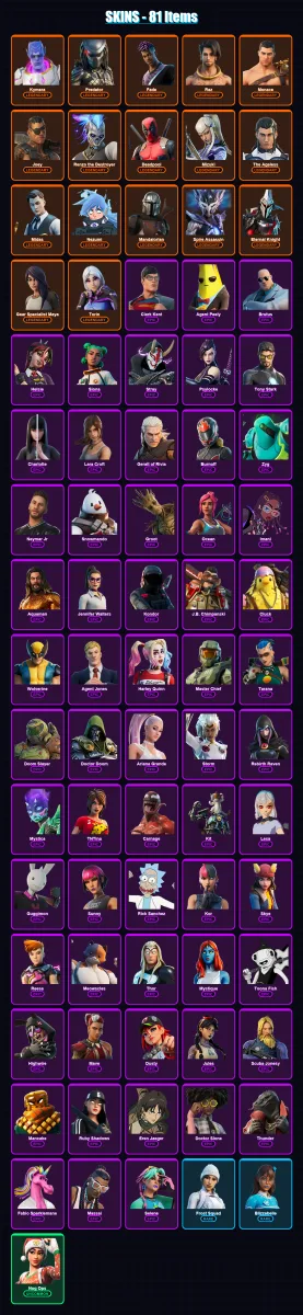 [PC/PSN] | Kymera | Predator | Fade | Raz | Menace | 81 skin | 95 pickaxe | 68 emote | 93 glider | Lv1797