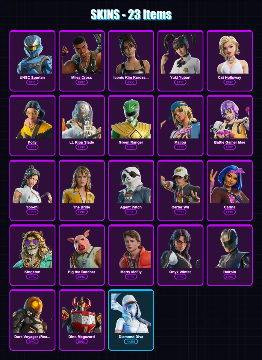 [PC/XBOX/PSN] | UNSC Spartan | Miles Cross | Iconic Kim Kardashian | Yuki Yubari | Cat Holloway | 23 skin | 58 pickaxe | 33 emote | 33 glider | Lv72 — Fortnite account