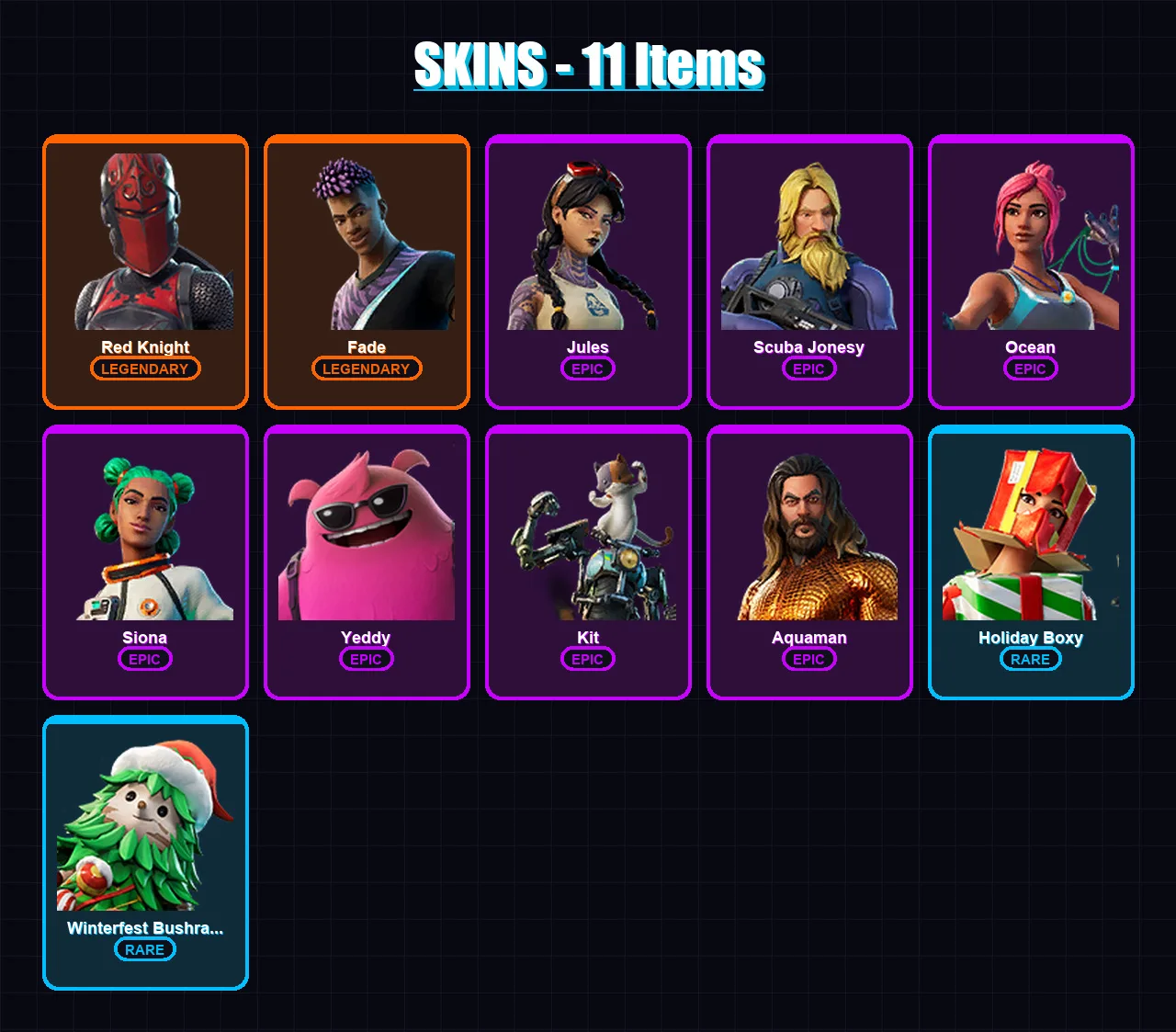[PC/XBOX] | Red Knight | Fade | Jules | Scuba Jonesy | Ocean | 11 skin | 19 pickaxe | 13 emote | 18 glider | Lv133