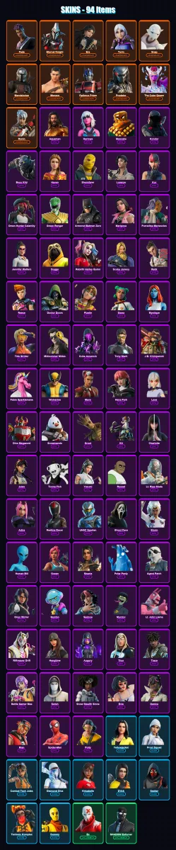 [PC/XBOX] | Fade | Eternal Knight | Era | Torin | Snap | 94 skin | 102 pickaxe | 74 emote | 82 glider | Lv1412