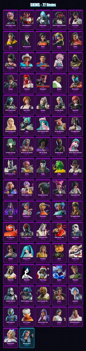 [PC/PSN] | Void Walker Lynx | Dino Megazord | Reboot Man | Omen Hunter Calamity | Yuki Yubari | 77 skin | 86 pickaxe | 58 emote | 43 glider | Lv328