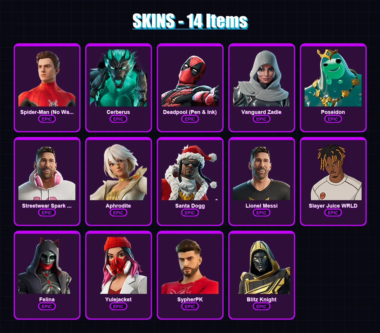 [PC/XBOX/PSN] | Spider-Man (No Way Home) | Cerberus | Deadpool (Pen & Ink) | 14 skin | Lv1038