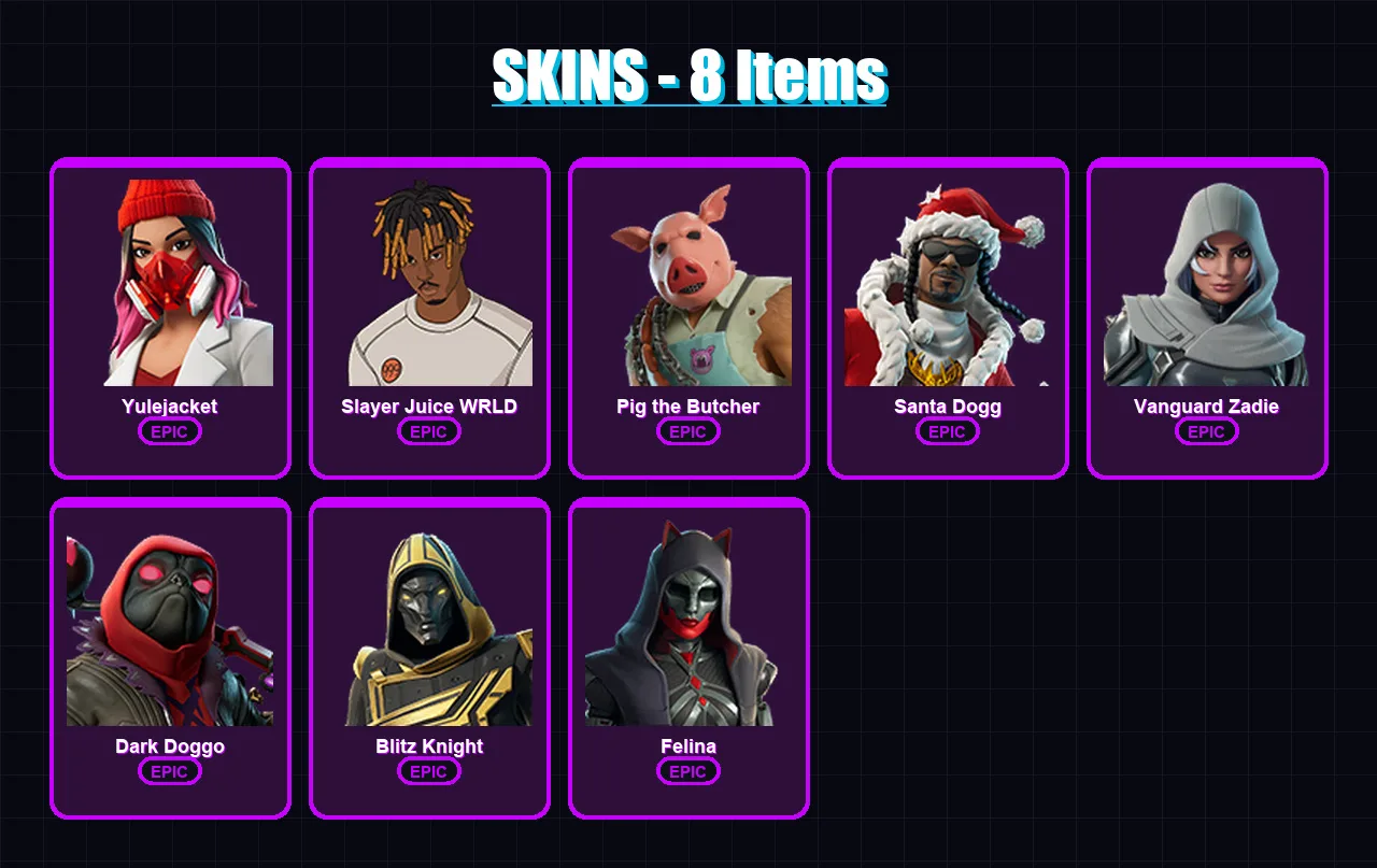 [PS4/PS5/XBOX/PC] | Yulejacket | Slayer Juice WRLD | Pig the Butcher | 8 skin | Lv830