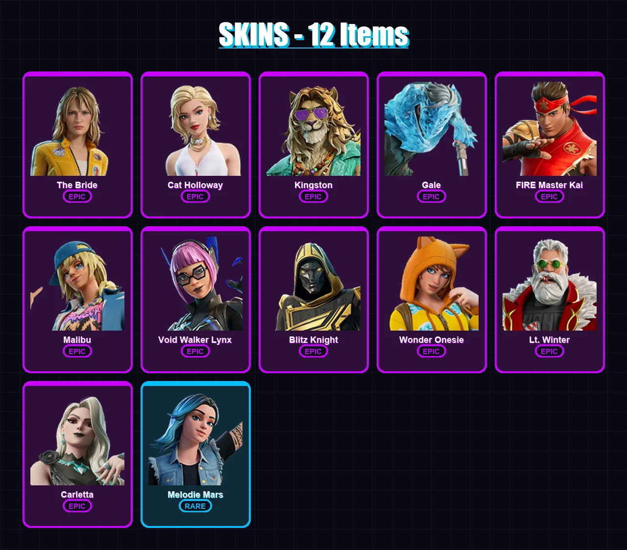 [PC/PSN] | The Bride | Cat Holloway | Kingston | Gale | FIRE Master Kai | 12 skin | 25 pickaxe | 13 emote | 16 glider | Lv85