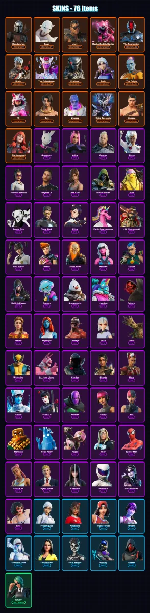 [PC/XBOX/PSN] | Mandalorian | Snap | Joey | Mecha Cuddle Master | The Foundation | 76 skin | 77 pickaxe | 57 emote | 69 glider | Lv1160