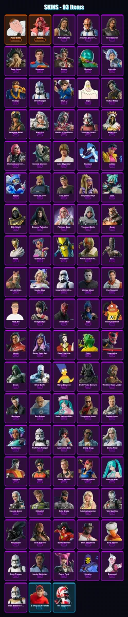 [PC/XBOX/PSN] | Peter Griffin | Valeria | Robert Trujillo | 93 skin | Lv693