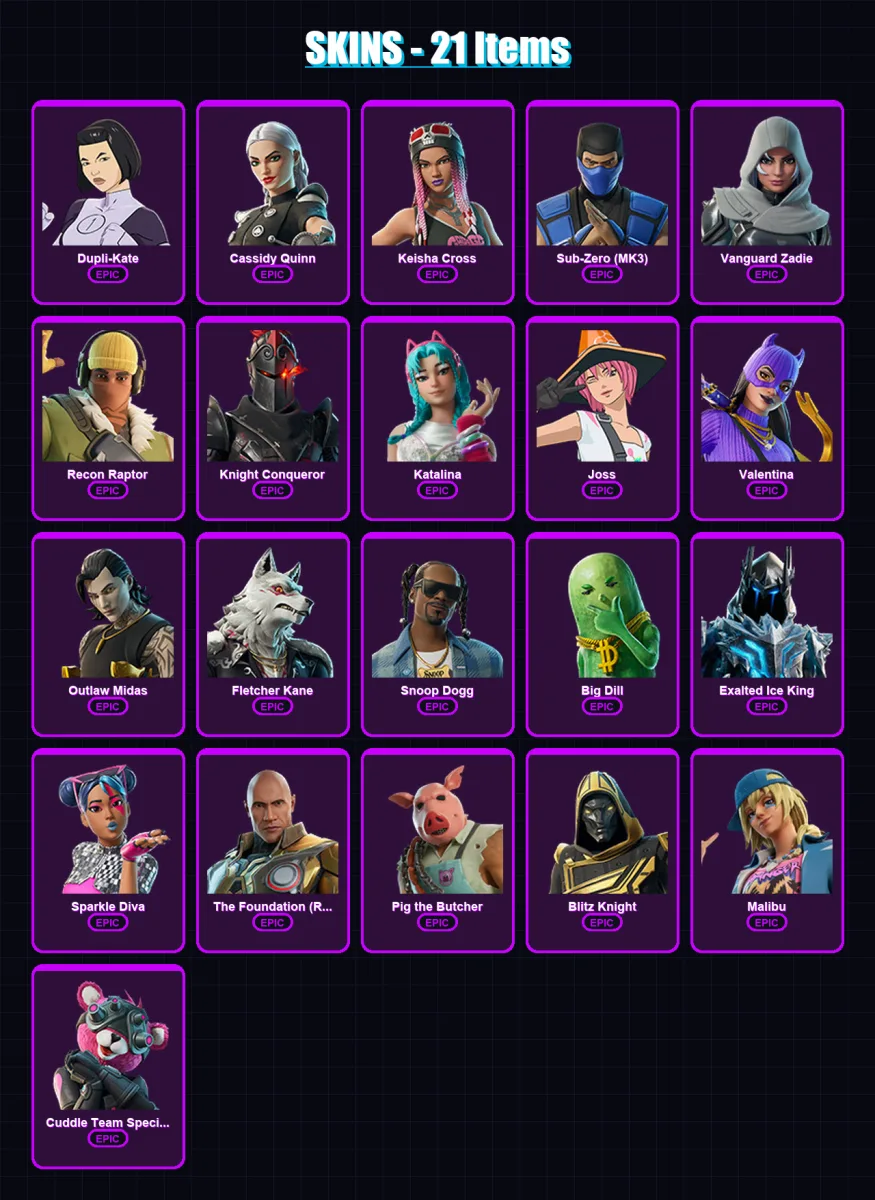 [SWITCH/XBOX/PSN/PC] | Dupli-Kate | Cassidy Quinn | Keisha Cross | 21 skin | Lv863