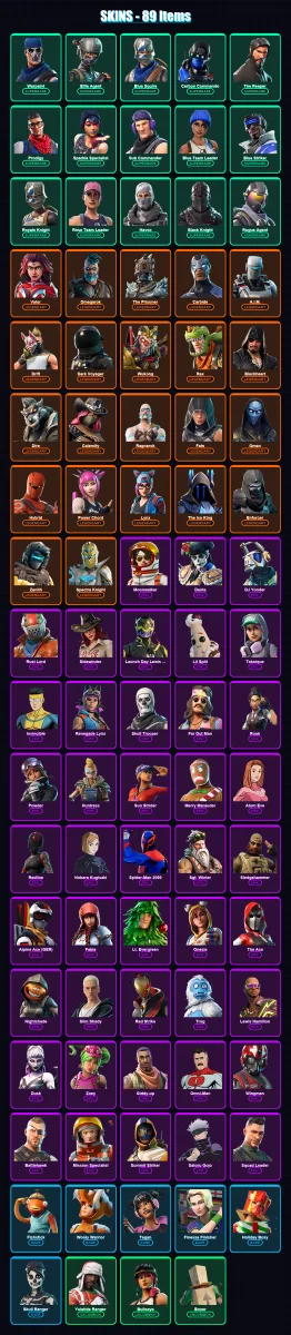 [PC] | Warpaint | Elite Agent | Blue Squire | Carbon Commando | The Reaper | 89 skin | 60 pickaxe | 54 emote | 63 glider | Lv694