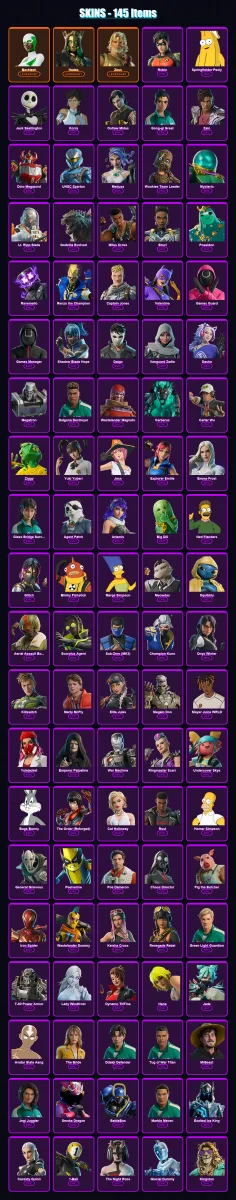 [PS4/PS5/XBOX/PC] | Backlash | Hades | Zeus | Robin | Springfielder Peely | 145 skin | 169 pickaxe | 131 emote | 119 glider | Lv1787