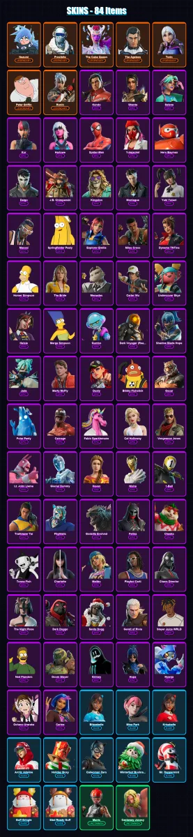 [PC/XBOX/PSN] | Nezumi | Frostbite | The Cube Queen | The Ageless | Torin | 84 skin | 108 pickaxe | 70 emote | 82 glider | Lv1049