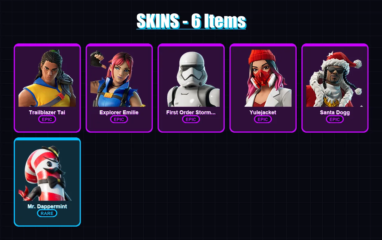 [PC/XBOX/PSN] | Trailblazer Tai | Explorer Emilie | First Order Stormtrooper | 6 skin | Lv37