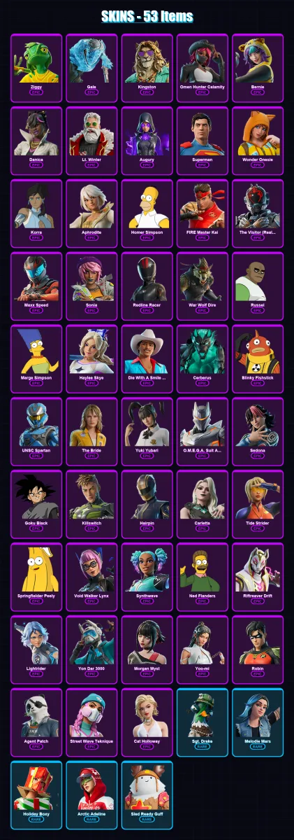 [PC/PSN] | Ziggy | Gale | Kingston | Omen Hunter Calamity | Bernie | 53 skin | 78 pickaxe | 55 emote | 50 glider | Lv476 — Game account