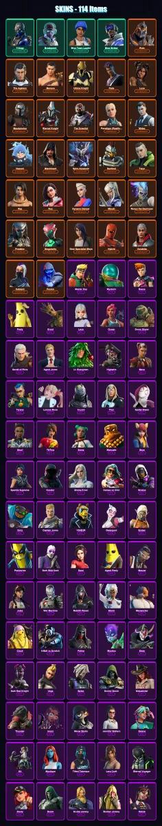 [PC/XBOX] | Trilogy | Breakpoint | Blue Team Leader | Blue Striker | Ruin | 114 skin | 128 pickaxe | 106 emote | 130 glider | Lv1945