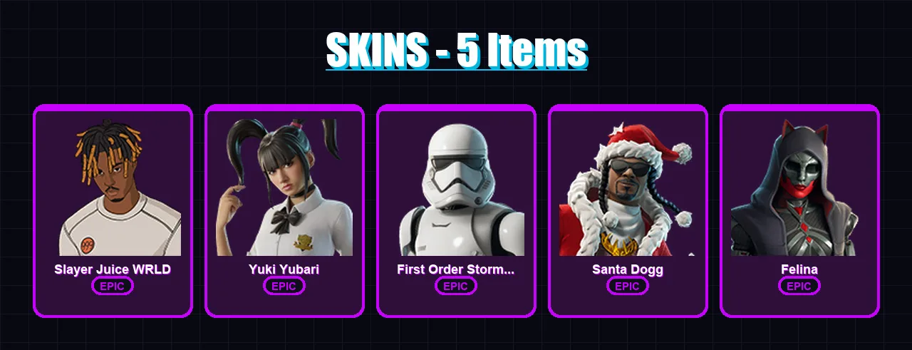 [PS4/PS5/XBOX/PC] | Slayer Juice WRLD | Yuki Yubari | First Order Stormtrooper | 5 skin | Lv289