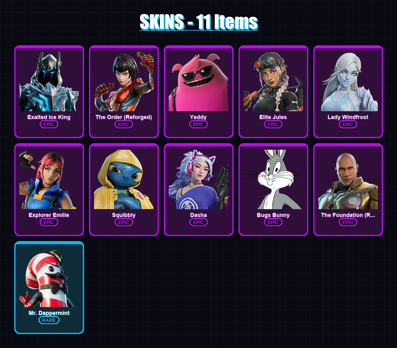 [PC/XBOX/PSN] | Exalted Ice King | The Order (Reforged) | Yeddy | Elite Jules | Lady Windfrost | 11 skin | 34 pickaxe | 18 emote | 27 glider | Lv335