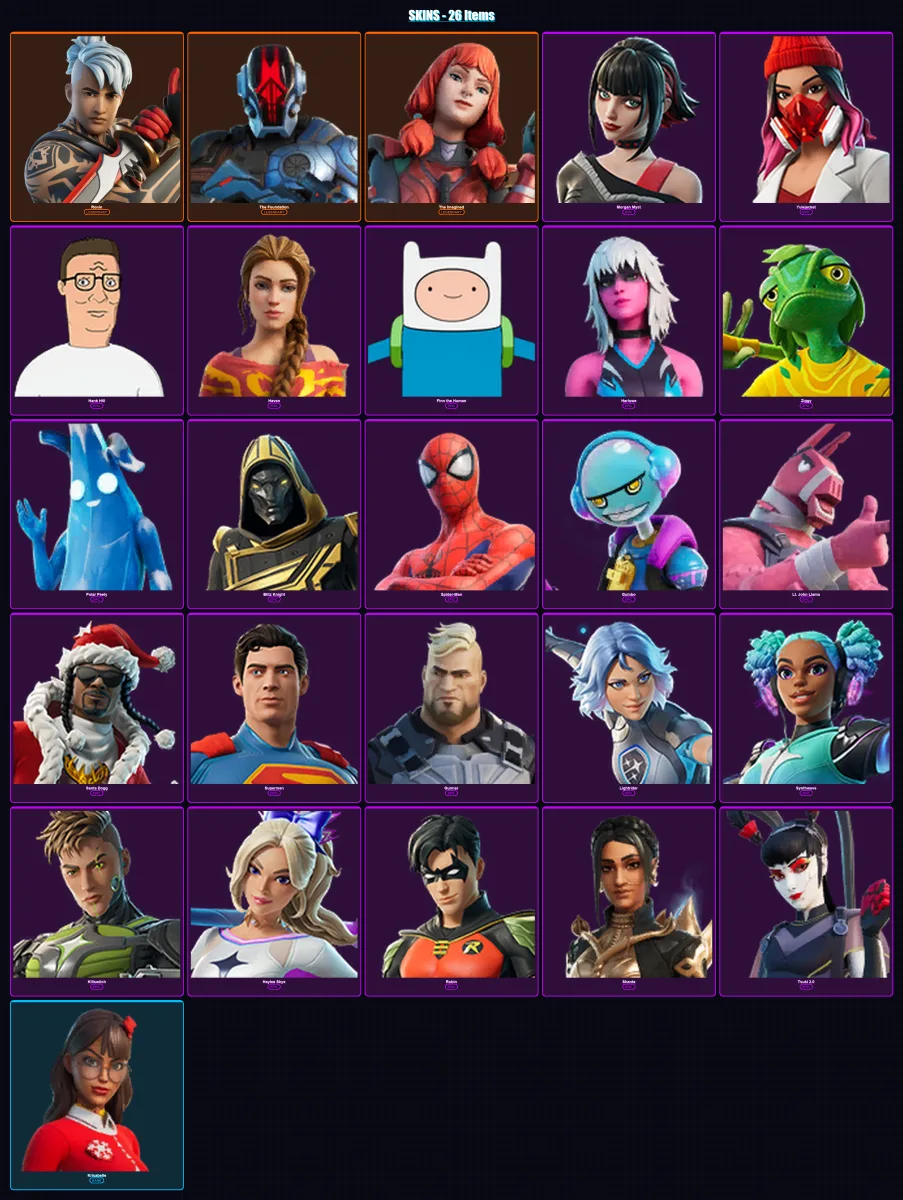 [PS4/PS5/XBOX/PC] | Ronin | The Foundation | The Imagined | Morgan Myst | Yulejacket | 26 skin | 55 pickaxe | 29 emote | 41 glider | Lv475