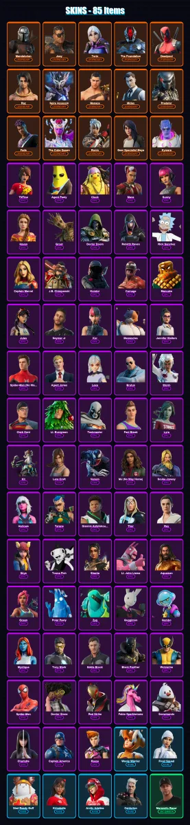 [SWITCH/PSN/PC] | Mandalorian | Joey | Torin | The Foundation | Deadpool | 85 skin | 93 pickaxe | 60 emote | 77 glider | Lv997