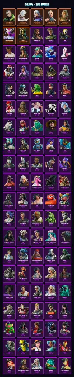 [PC/XBOX/PSN] | Twyn | Snap | Torin | Paradigm (Reality-659) | Zeus | 106 skin | 161 pickaxe | 109 emote | 107 glider | Lv1777