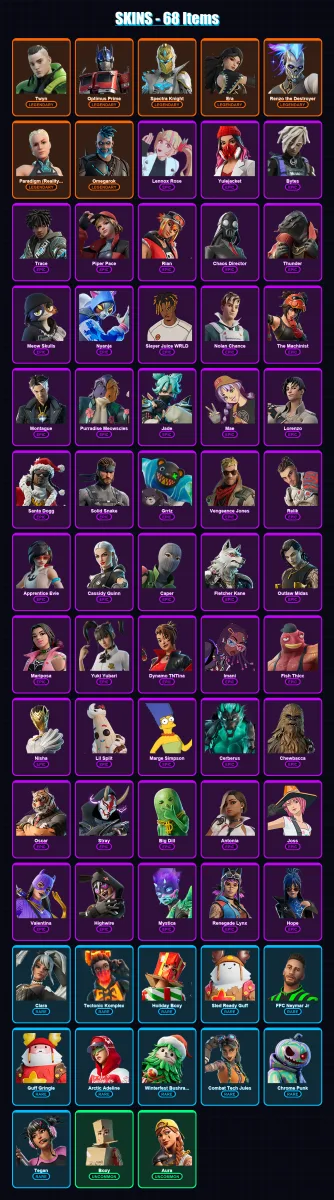 [SWITCH/XBOX/PSN/PC] | Twyn | Optimus Prime | Spectra Knight | Era | Renzo the Destroyer | 68 skin | 82 pickaxe | 64 emote | 78 glider | Lv898