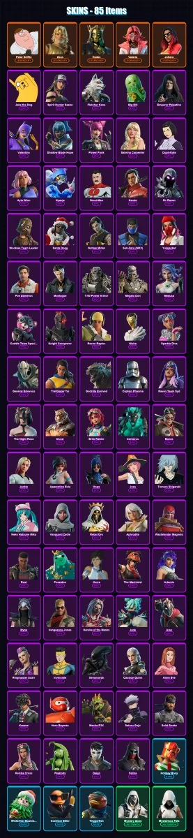 [PC/PSN] | Peter Griffin | Zeus | Hades | Valeria | Joltara | 85 skin | 97 pickaxe | 96 emote | 71 glider | Lv1435 — Fortnite account
