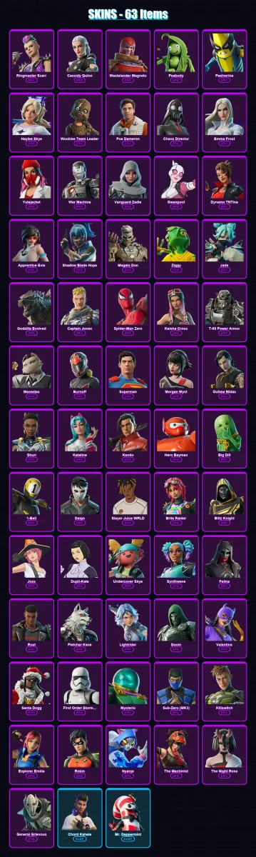 [SWITCH/XBOX/PC] | Ringmaster Scarr | Cassidy Quinn | Wastelander Magneto | 63 skin | Lv989