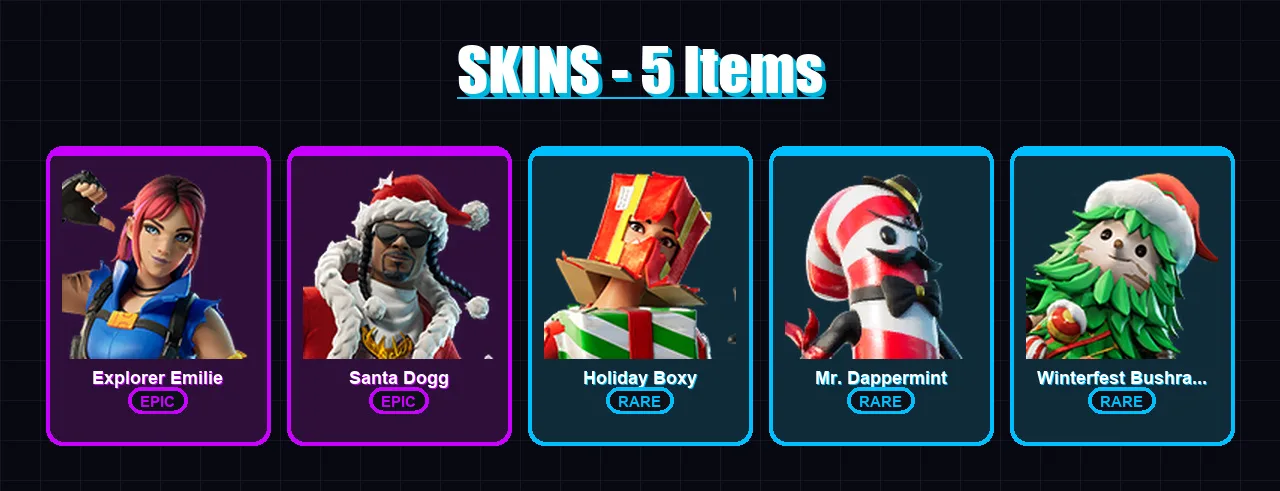 [PC/XBOX/PSN] | Explorer Emilie | Santa Dogg | Holiday Boxy | 5 skin | Lv401