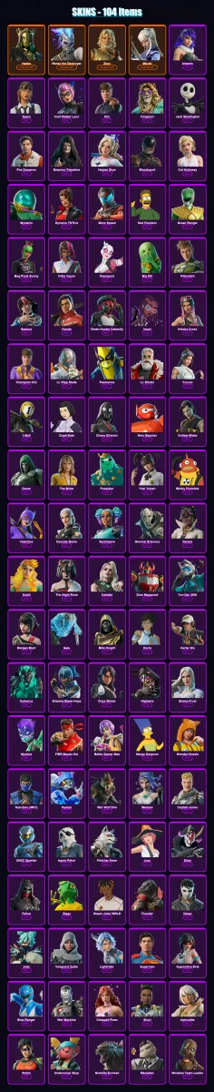 [PC/PSN] | Hades | Renzo the Destroyer | Zeus | Mizuki | Artemis | 104 skin | 167 pickaxe | 126 emote | 122 glider | Lv2358