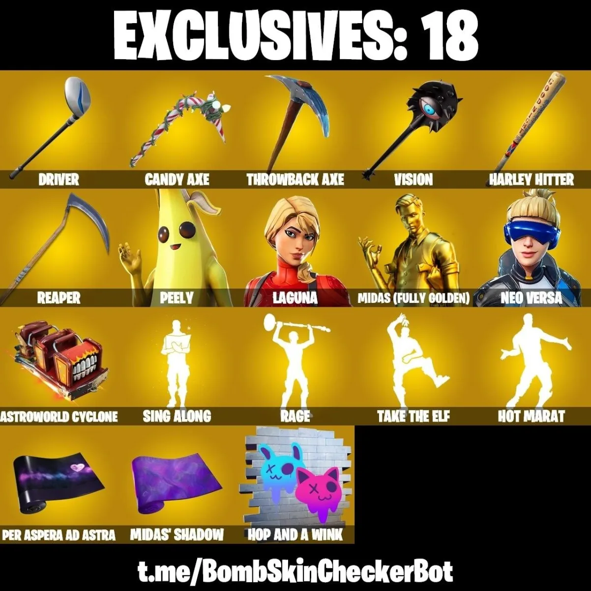 207 Skins Neo Versa Reaper Axe Candy Axe — Fortnite account