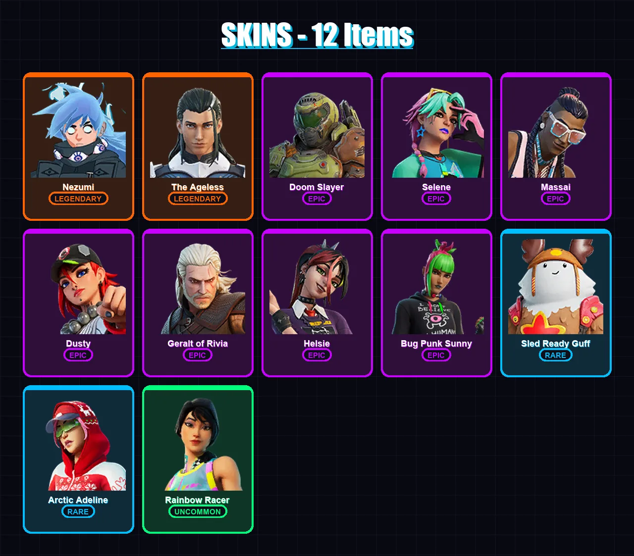 [PS4/PS5/XBOX/PC] | Nezumi | The Ageless | Doom Slayer | Selene | Massai | 12 skin | 30 pickaxe | 20 emote | 30 glider | Lv462 — Fortnite account