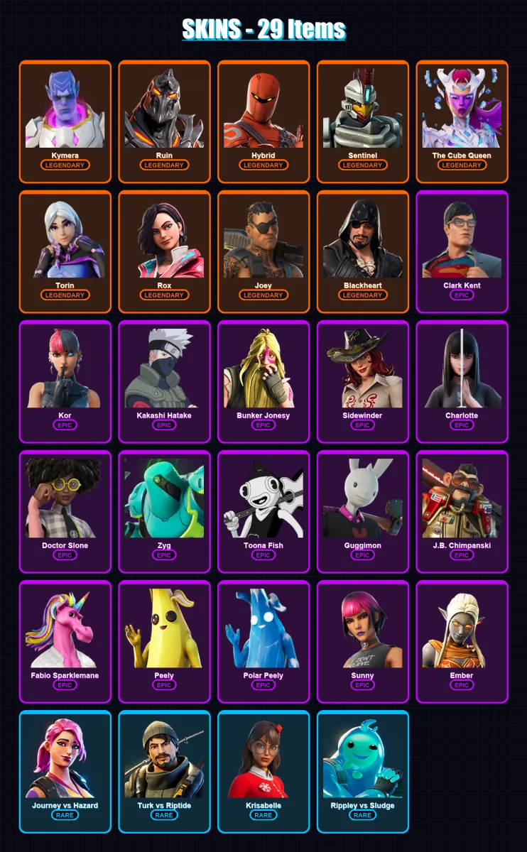 [PC/XBOX/PSN] | Kymera | Ruin | Hybrid | Sentinel | The Cube Queen | 29 skin | 32 pickaxe | 25 emote | 31 glider | Lv484 — Fortnite account