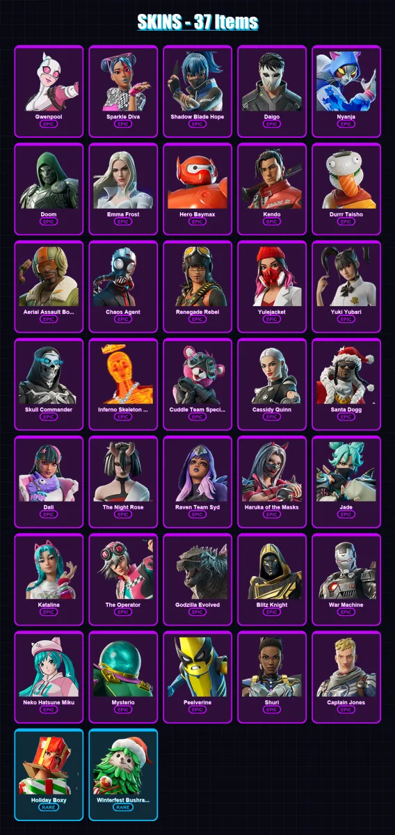 [PC/XBOX/PSN] | Gwenpool | Sparkle Diva | Shadow Blade Hope | Daigo | Nyanja | 37 skin | 55 pickaxe | 41 emote | 39 glider | Lv528 — Fortnite account