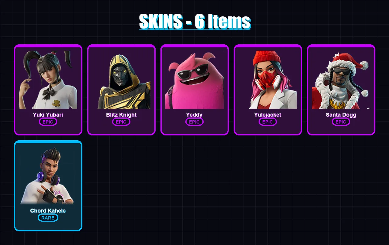 [PC/XBOX/PSN] | Yuki Yubari | Blitz Knight | Yeddy | Yulejacket | Santa Dogg | 6 skin | 37 pickaxe | 17 emote | 28 glider | Lv449