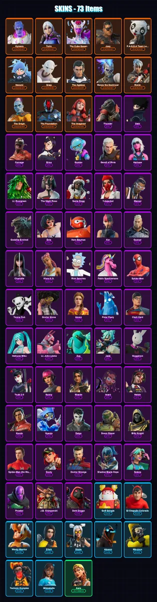 [PC/XBOX/PSN] | Kymera | Torin | The Cube Queen | Joey | P.A.N.D.A Team Leader | 73 skin | 126 pickaxe | 87 emote | 98 glider | Lv1723 — Fortnite account
